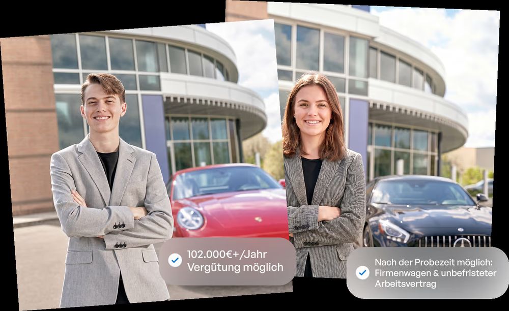 Zwei Teammitglieder von morgentau vor Sportwagen
